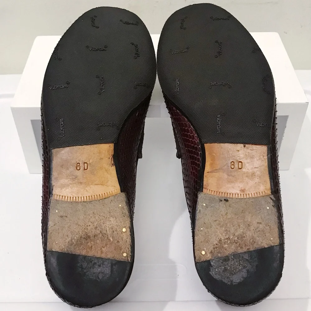 Gucci 1953 Classic Maroon Black Python Snakeskin Gold Horsebit Loafers 8 G 9 D - Picture 7 of 8